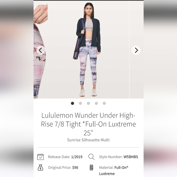 Lululemon Wunder Under High-Rise 7/8 Tight Full-On Luxtreme25" Sz4 Sunrise Multi - Picture 1 of 11